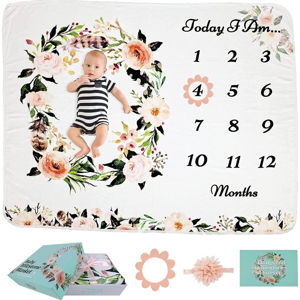 Baby Monthly Milestone Blanket Girl and Boy